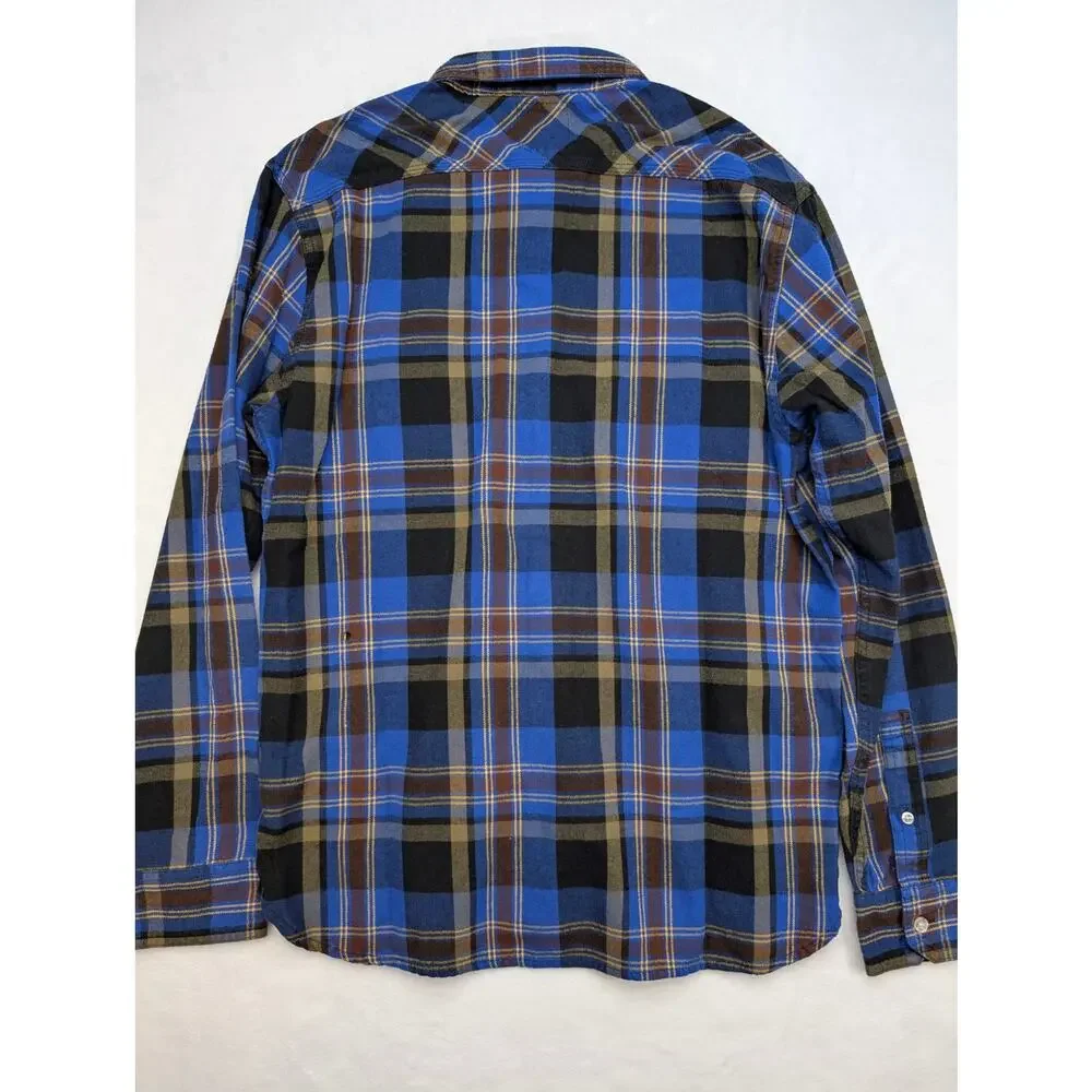 Levi's Mens Plaid Flannel‎ Button Up Shirt Medium Long Sleeve Western Blue